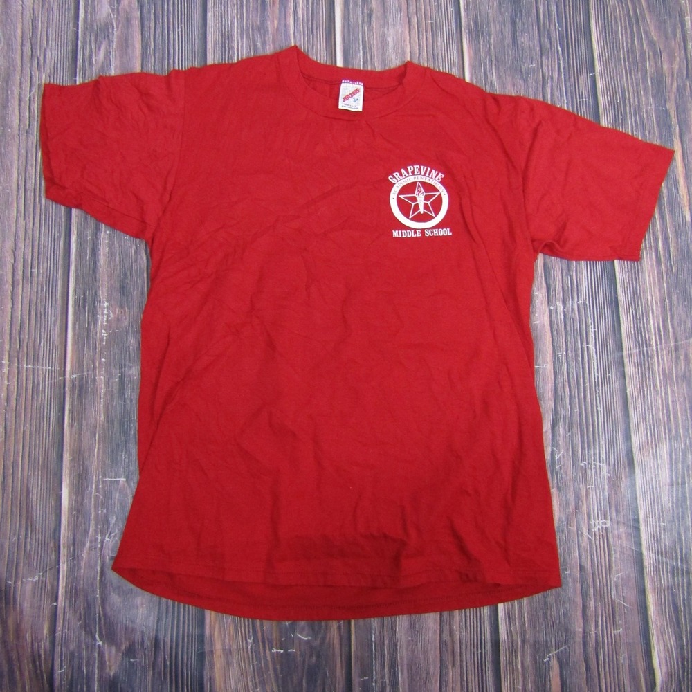 Vintage Jerzees Grapevine Middle School Pentathlon‎ Shirt Youth Large Red USA